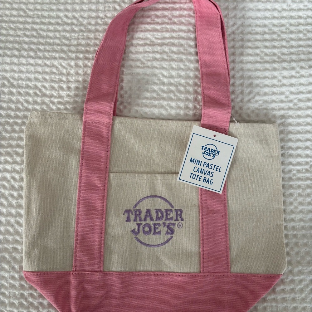 Trader Joe’s Mini Tote Pink Pastel Canvas Tote